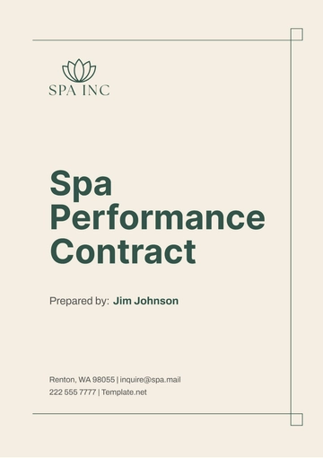 Free Spa Performance Contract Template to Edit Online