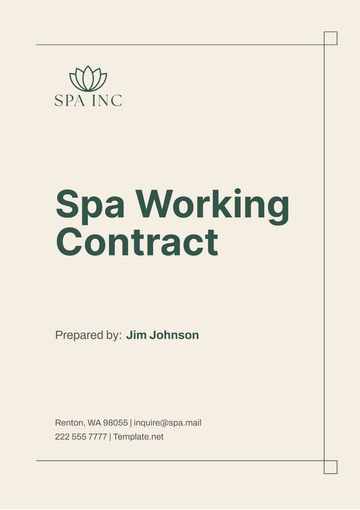 Free Spa Working Contract Template to Edit Online