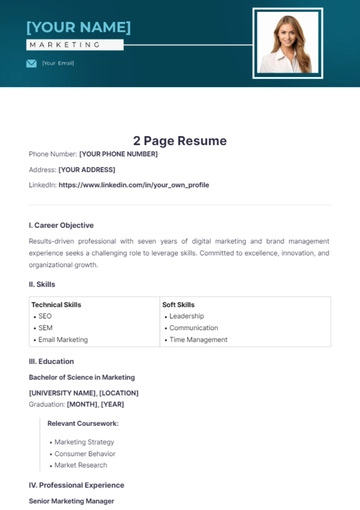 Free 2 Page Resume to Edit Online