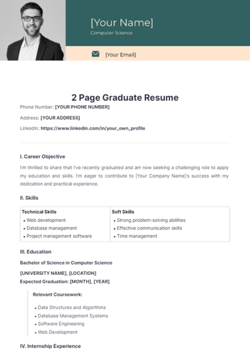 Free 2 Page Graduate Resume to Edit Online