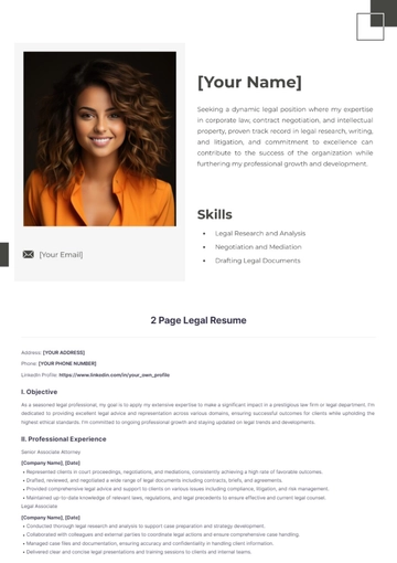 Free 2 Page Legal Resume to Edit Online