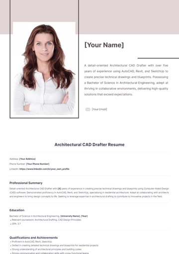 Free Architectural CAD Drafter Resume to Edit Online
