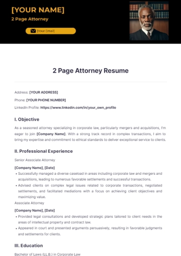 Free 2 Page Attorney Resume to Edit Online Free 2 Page Attorney Resume to Edit Online
