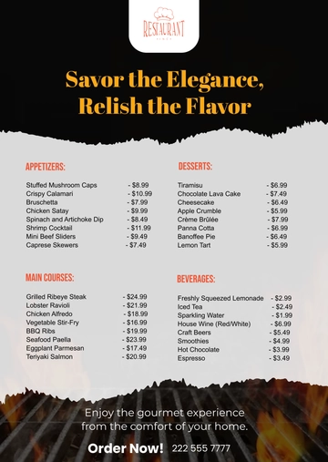 Free Restaurant Takeaway Menu Template to Edit Online