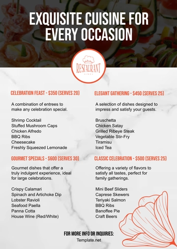 Free Restaurant Catering Menu Template to Edit Online