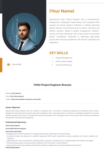 Free HVAC Project Engineer Resume to Edit Online