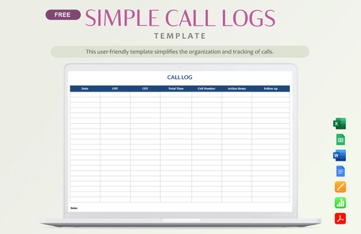 Simple Call Logs Template