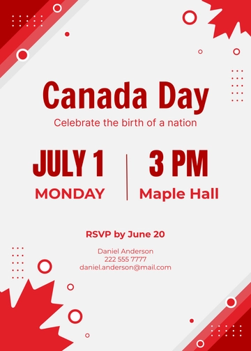 Free Canada Day Invitation Template to Edit Online