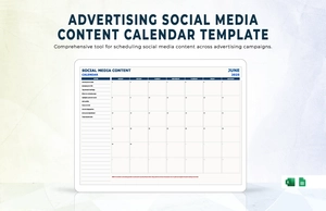 Advertising Social Media Content Calendar Template
