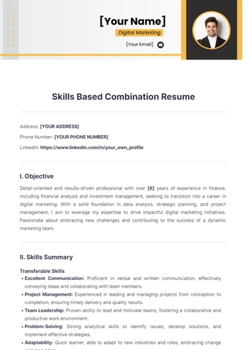 Free Skills Based Combination Resume to Edit Online