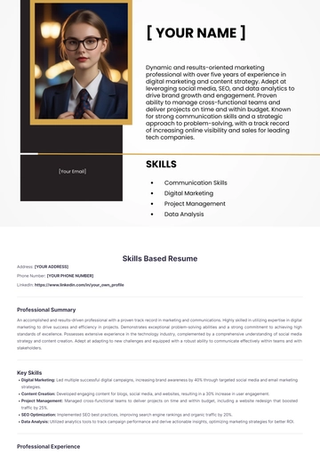 Free Skills Based Resume to Edit Online