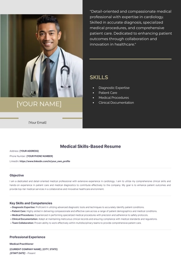 Free Medical Skills-Based Resume to Edit Online