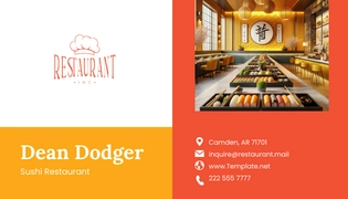 Free Sushi Restaurant Business Card Template to Edit Online