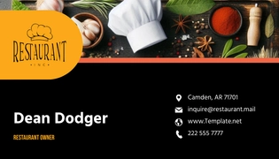Free Restaurant Owner Business Card Template to Edit Online