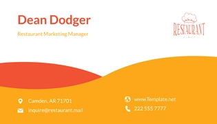 Free Restaurant Marketing Manager Business Card Template to Edit Online
