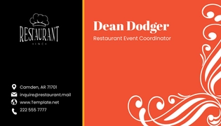 Free Restaurant Event Coordinator Business Card Template to Edit Online