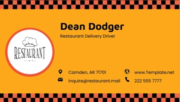 Free Restaurant Delivery Driver Business Card Template to Edit Online