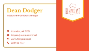 Free Restaurant General Manager Business Card Template to Edit Online