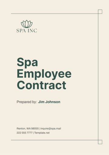 Free Spa Employee Contract Template to Edit Online