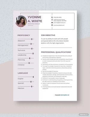 Munitions Handler Resume