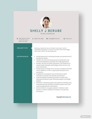 Intake Counselor Resume