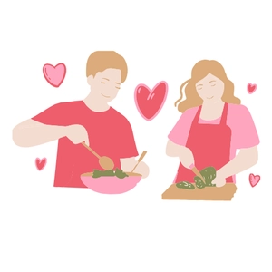 Free Couple Cooking Dinner Clipart to Edit Online