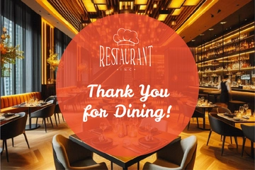 Free Restaurant Thank you Postcard Template to Edit Online