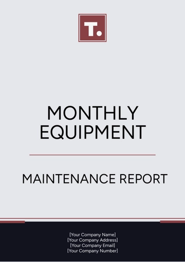Free Monthly Equipment Maintenance Report Template to Edit Online