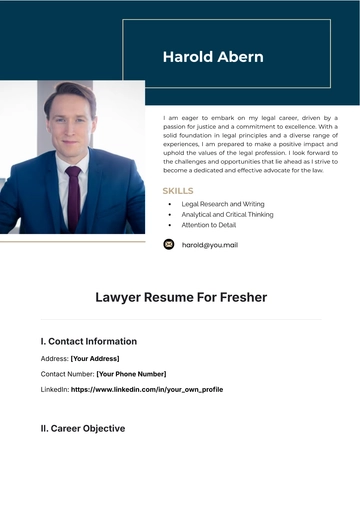 Free Lawyer Resume For Fresher Template to Edit Online