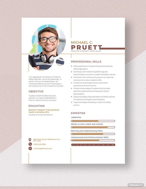 Health & Safety Specialist Resume