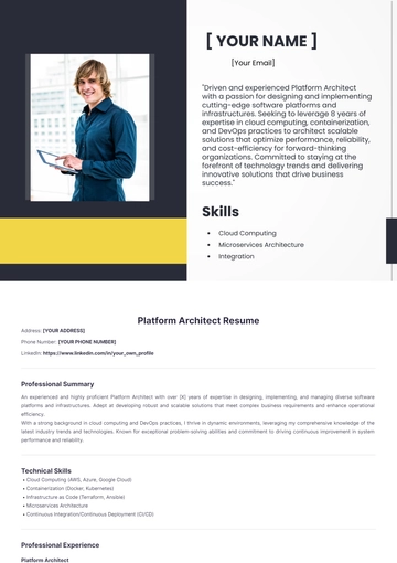 Free Platform Architect Resume to Edit Online