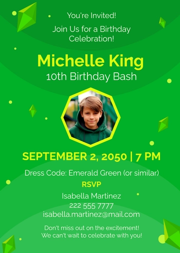 Free Emerald Green Birthday Invitation Template to Edit Online