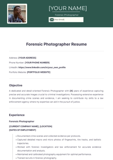 Free Forensic Photographer Resume to Edit Online