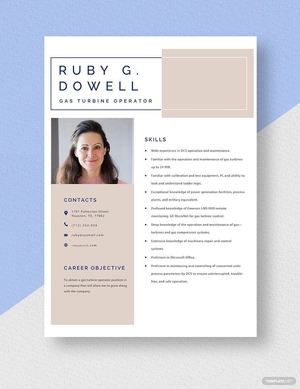 Gas Turbine Operator Resume