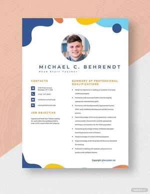Head Start Teacher Resume