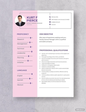 Hockey General Manager Resume