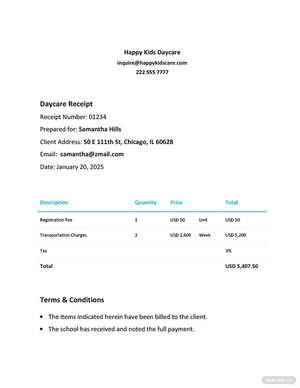 Hostel Rent Receipt Template