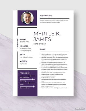 Head Trader Resume