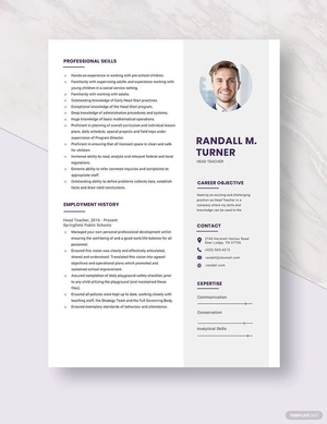 Head Teacher Resume