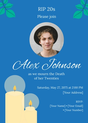 Free Funeral For Youth Birthday Party Invitation Template to Edit Online