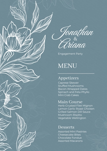 Free Engagement Party Menu Template to Edit Online