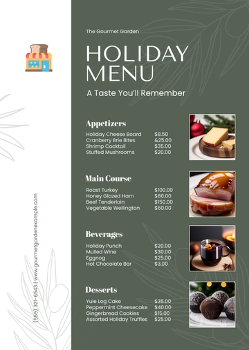 Free Holiday Party Menu Template to Edit Online