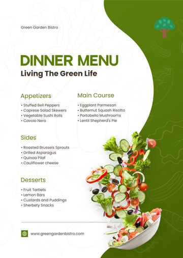 Free Vegetarian Dinner Party Menu Template to Edit Online