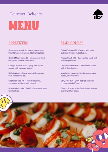 Free Playful Menu Template to Edit Online
