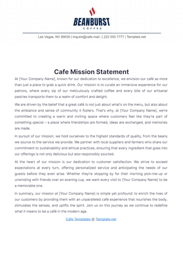 Free Cafe Mission Statement Template to Edit Online