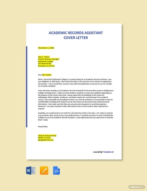 Academic Records Assistant Cover Letter