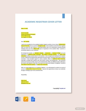 Academic Registrar Cover Letter