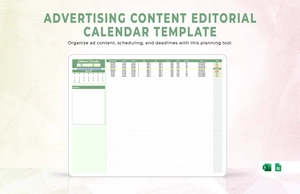 Advertising Content Editorial Calendar Template