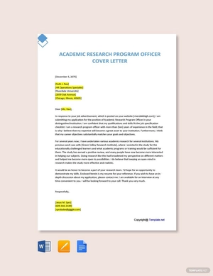 Academic Research Program Officer Cover Letter