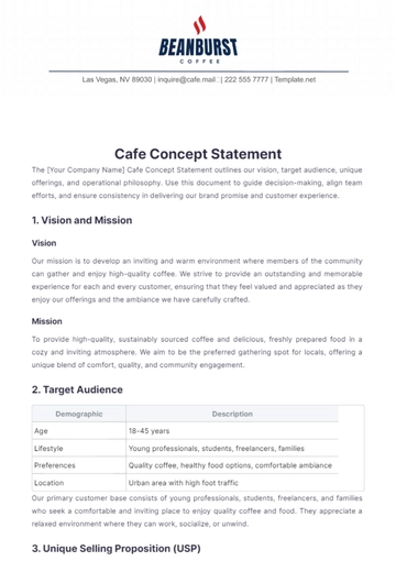 Free Cafe Concept Statement Template to Edit Online